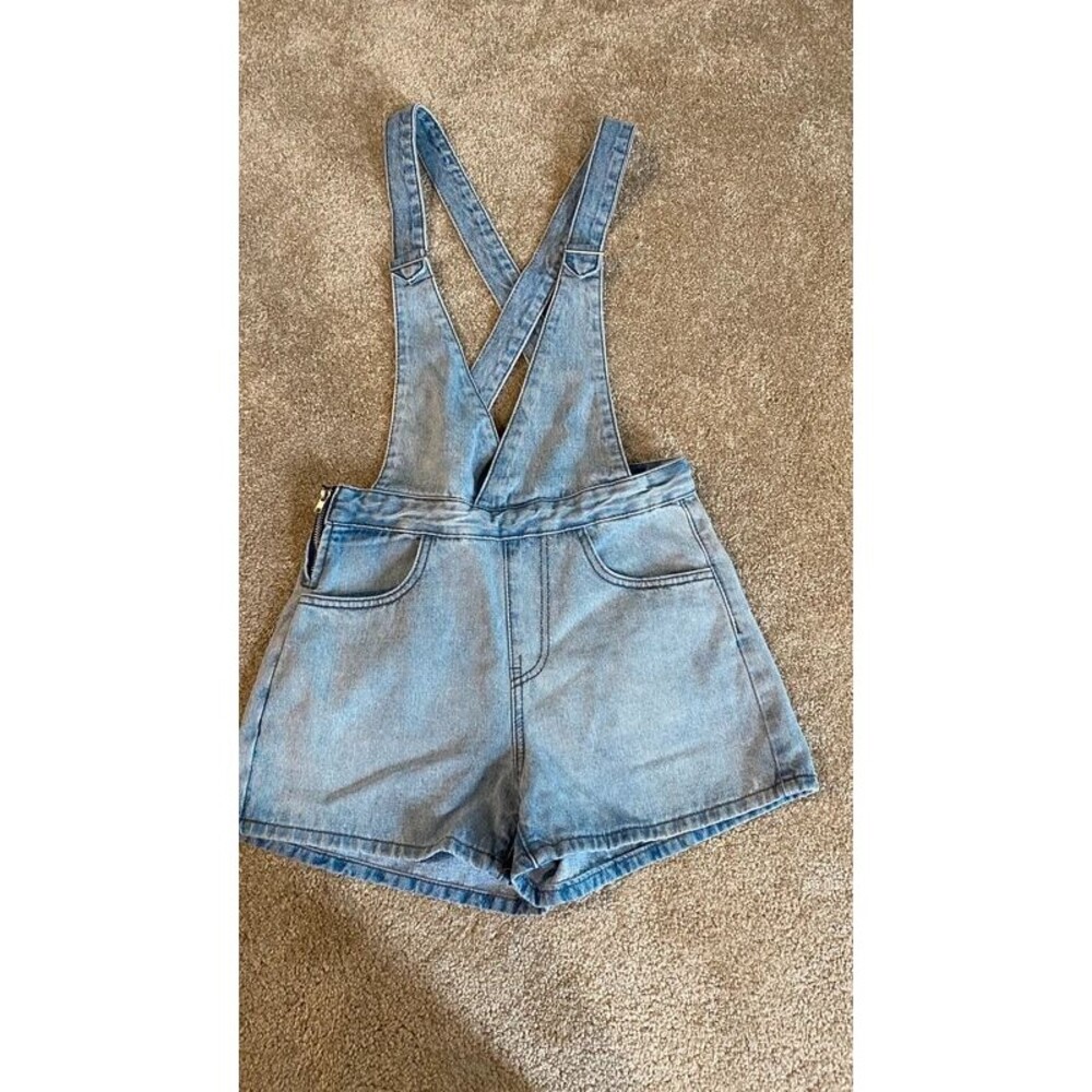 Vintage Mudd Small Denim Overall Shorts Light Wash Y2K